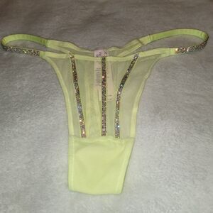Lime Green Med Strappy Thong with Rhinestone Accents